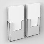 Prospekthalter aus Acryl zur Wandmontage mit leeren weißen Broschüren