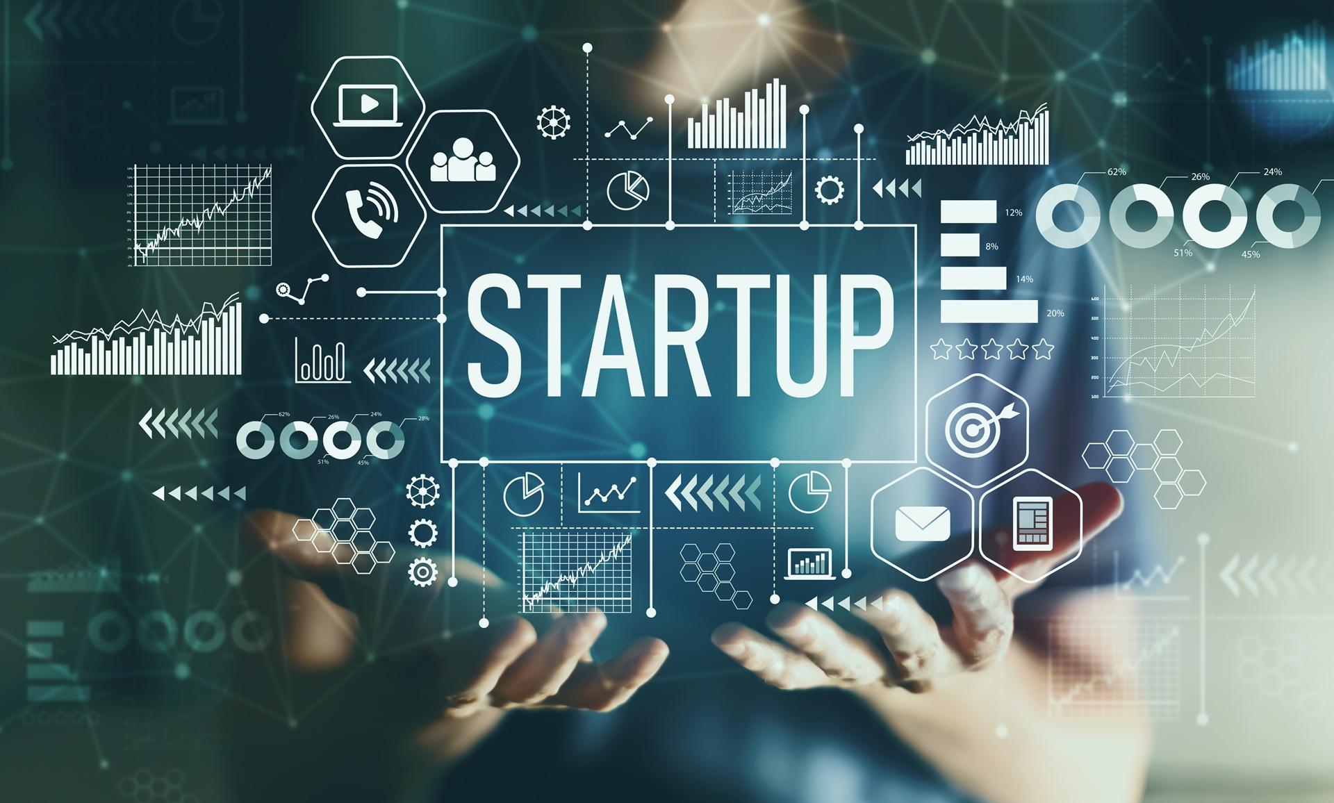 Digitale Darstellung eines Startups mit Symbolen und Daten | Gesellschaftsrecht in Tauberbischofsheim